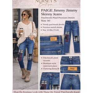 Paige Jimmy Jimmy Skinny Jeans Patchwork Plaid Denim Size 30 Y2K